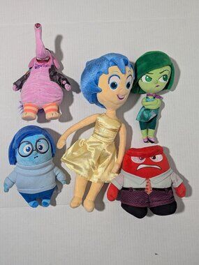 Disney Pixar Inside Out Plush Lot of 5  Tomy Bing Bong Joy Sadness Anger Disgust
